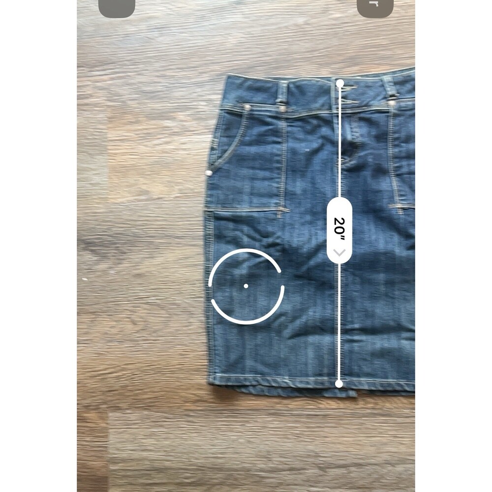 Vintage Baccini Stretch Denim Knee Length Skirt Sz 6 Dark Wash Back Buckle - Picture 11 of 11